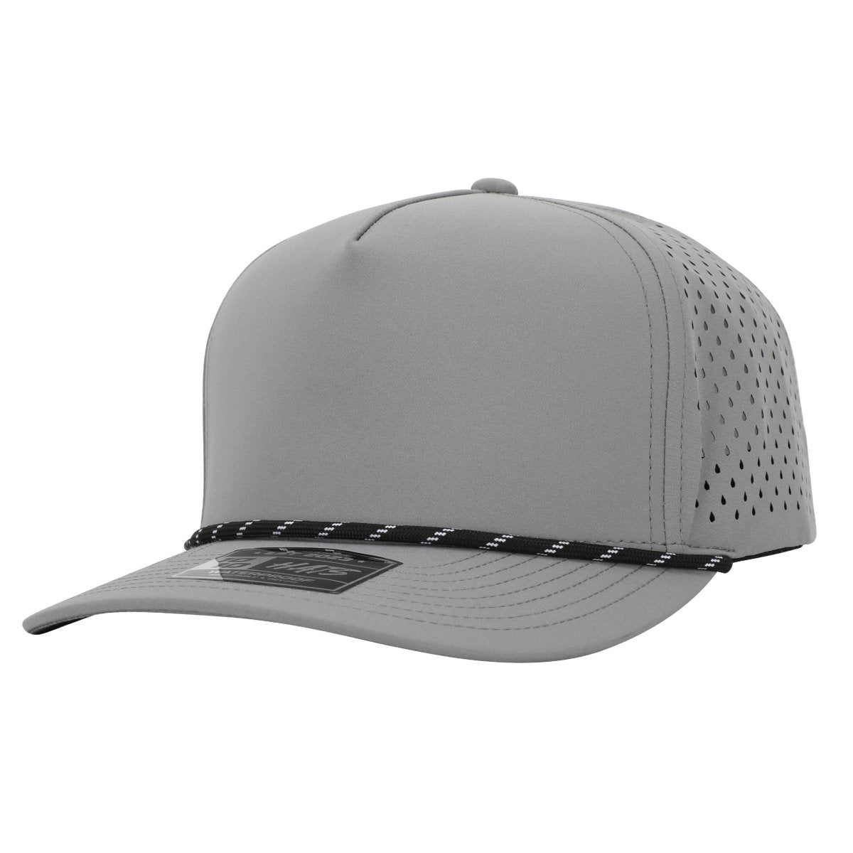 1010 Hats R615 5 - Panel Rope Dryfit Performance Hat LIGHT GRAY R: BLACK/WHITE Adjustable Hats