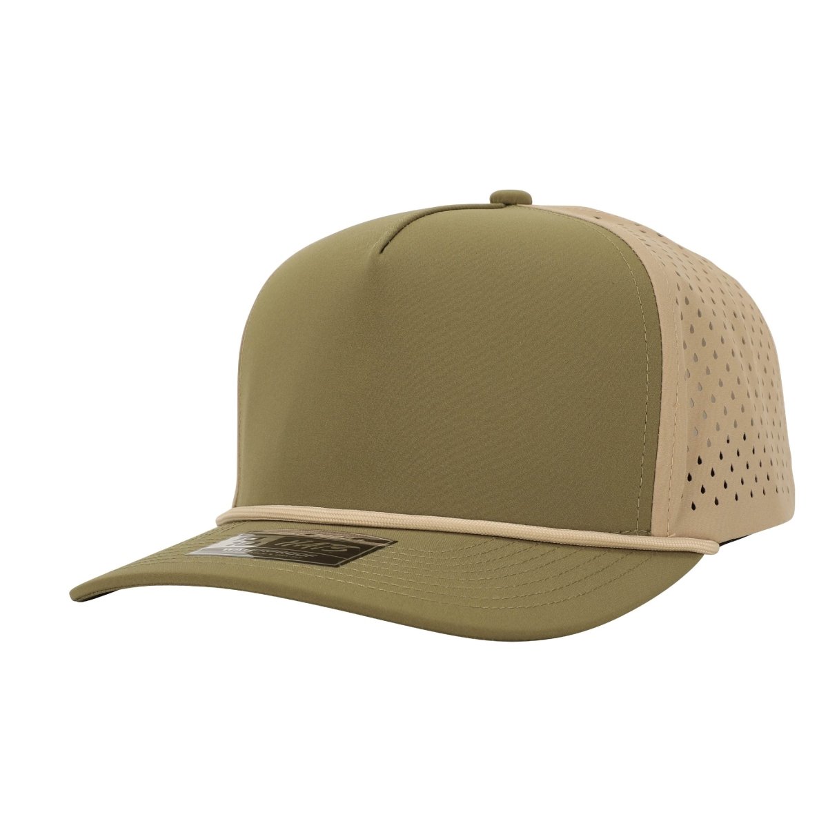 1010 Hats R615 5 - Panel Rope Dryfit Performance Hat OLIVE GREEN/TAN R: TAN Adjustable Hats