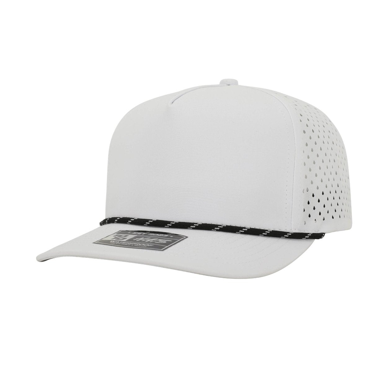 1010 Hats R615 5 - Panel Rope Dryfit Performance Hat WHITE R: BLACK/WHITE Adjustable Hats
