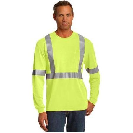 Men's ANSI 107 Class 2 Long Sleeve Safety T-Shirt Joe's USA Safety Yellow/ Reflective 3X-Large