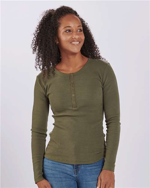Boxercraft Women's Harper Long Sleeve Henley - Boxercraft BW2402
