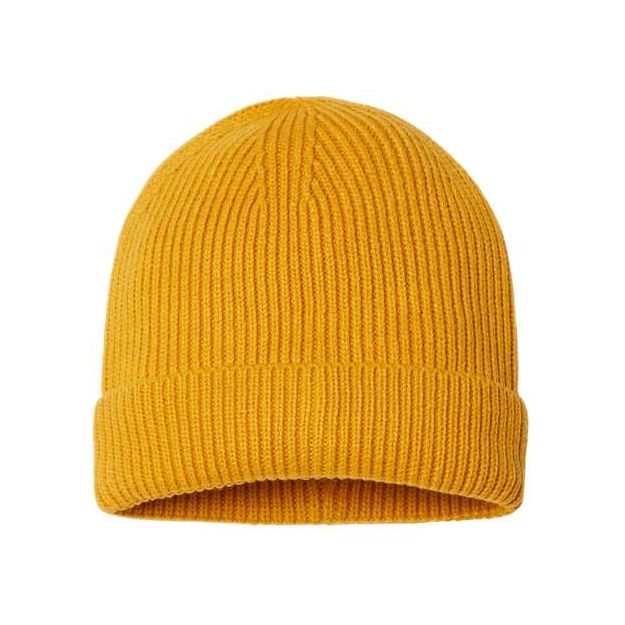 Atlantis Headwear Sustainable Fine Rib Cuffed Beanie - Atlantis Headwear ANDY Atlantis Headwear Mustard Yellow One Size