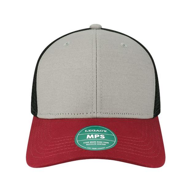 LEGACY Mid-Pro Snapback Trucker Cap - LEGACY MPS LEGACY Grey/ Burgundy/ Black Adjustable