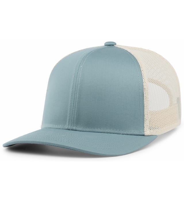 Pacific Headwear Trucker Snapback Cap | Pacific Headwear 104C Caps Pacific Headwear Smoke Blue/Beige/Smoke Blue OSFM