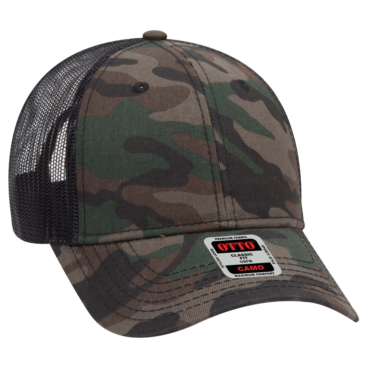OTTO CAP® Camouflage 6 Panel Low Profile Mesh Back Trucker Hat OTTO 105-1247