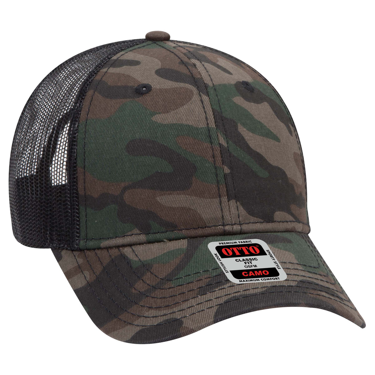 OTTO CAP® Camouflage 6 Panel Low Profile Mesh Back Trucker Hat OTTO 105-1247