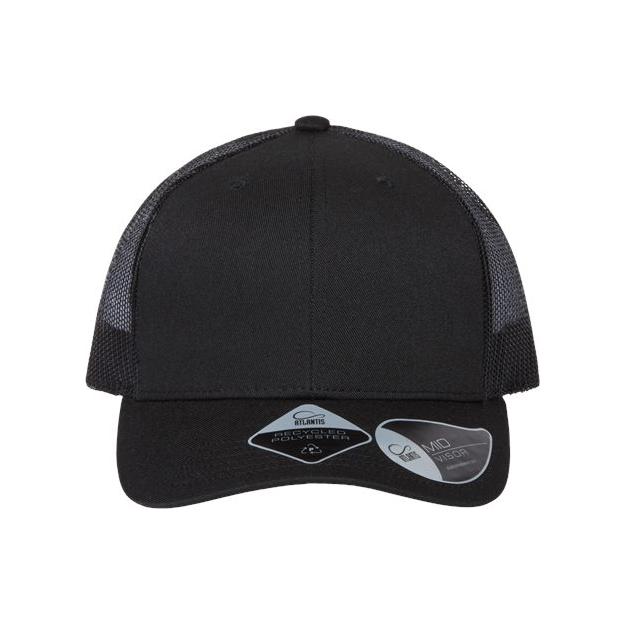 Atlantis Headwear Sustainable Trucker Cap - Atlantis Headwear BRYCE Atlantis Headwear Black/ Black Adjustable