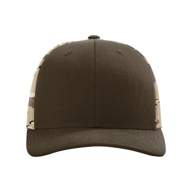 Richardson Printed Mesh Trucker Cap - Richardson 112PM Richardson Brown/ Desert Camo Adjustable