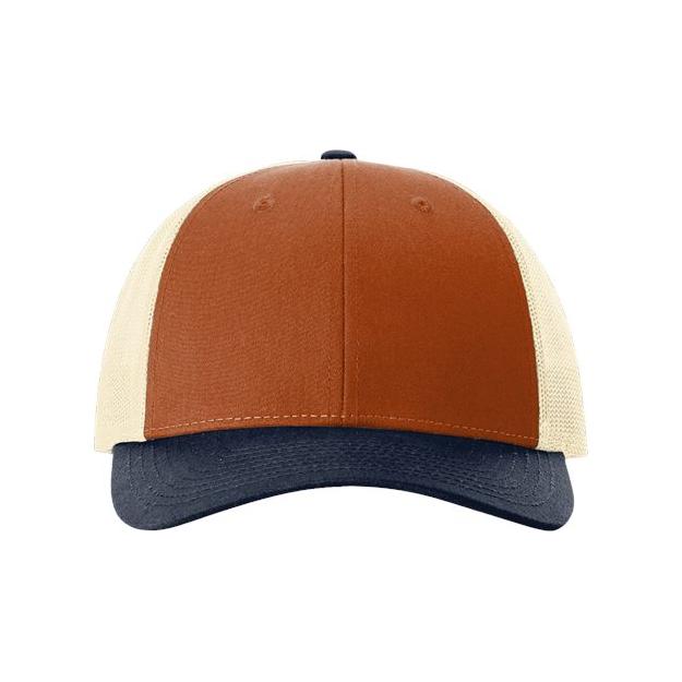 Richardson Low Pro Trucker Cap - Richardson 115 Caps Richardson Dark Orange/ Birch/ Patriot Blue M/L
