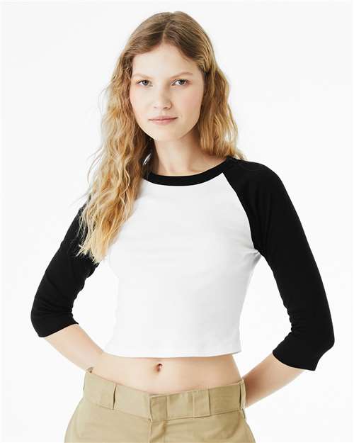 BELLA + CANVAS Women's Micro Rib Three-Quarter Raglan Sleeve Baby Tee - BELLA + CANVAS 1200