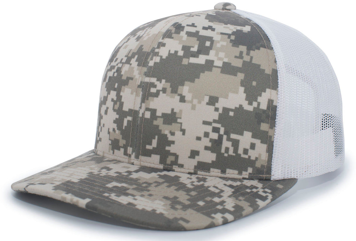 Pacific Headwear Camo Snapback Trucker Cap 108C