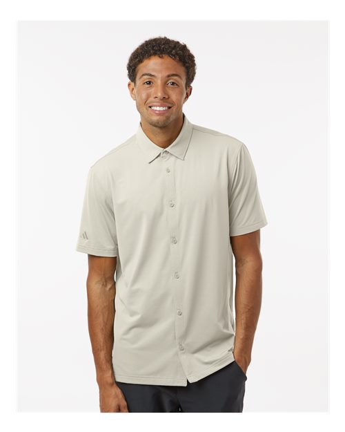 Adidas Men's Full Button Down Short Sleeve Shirt - Adidas A595