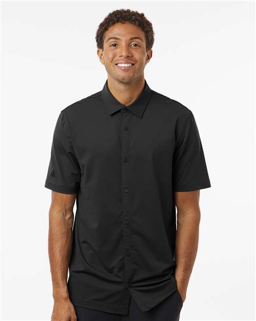 Adidas Men's Full Button Down Short Sleeve Shirt - Adidas A595