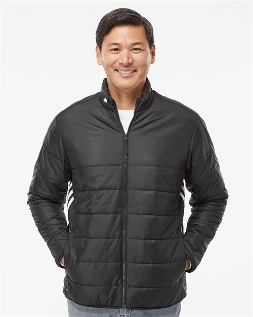 Adidas A570 Men's 3-Stripes Puffer Full-Zip Jacket Classic Fit Timeless Look Everyday Style