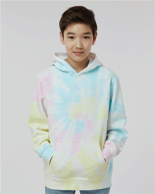 Independent Trading Co. PRM1500TD Youth Midweight Tie-Dyed Hooded Sweatshirt | Wholesale Youth Tie-Dye Hoodie