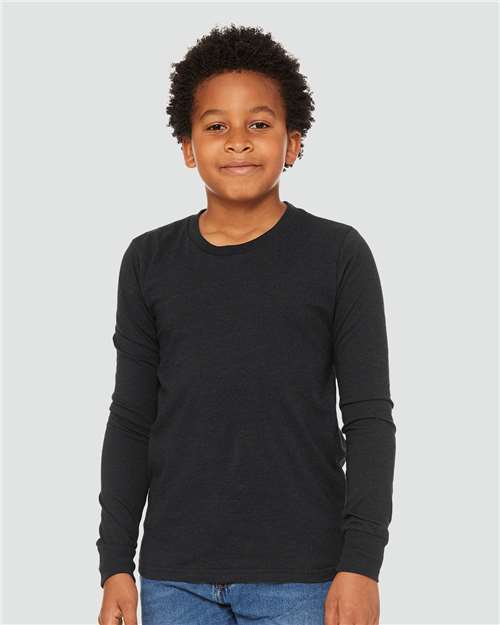 Bella + Canvas 3501YCVC Youth Heather CVC Long Sleeve Tee