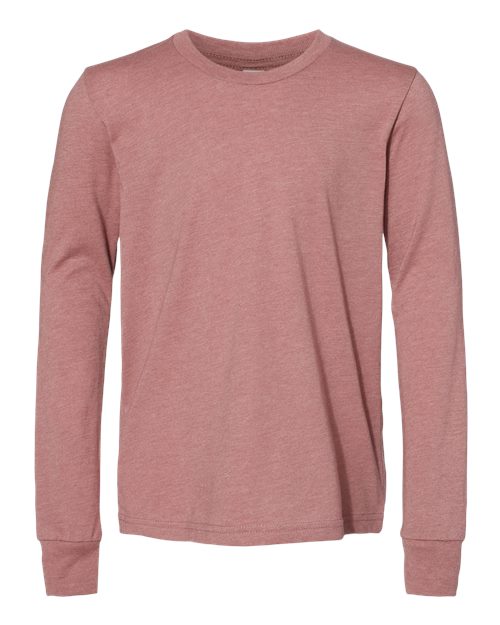 Bella + Canvas 3501YCVC Youth Heather CVC Long Sleeve Tee