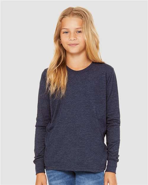 Bella + Canvas 3501YCVC Youth Heather CVC Long Sleeve Tee