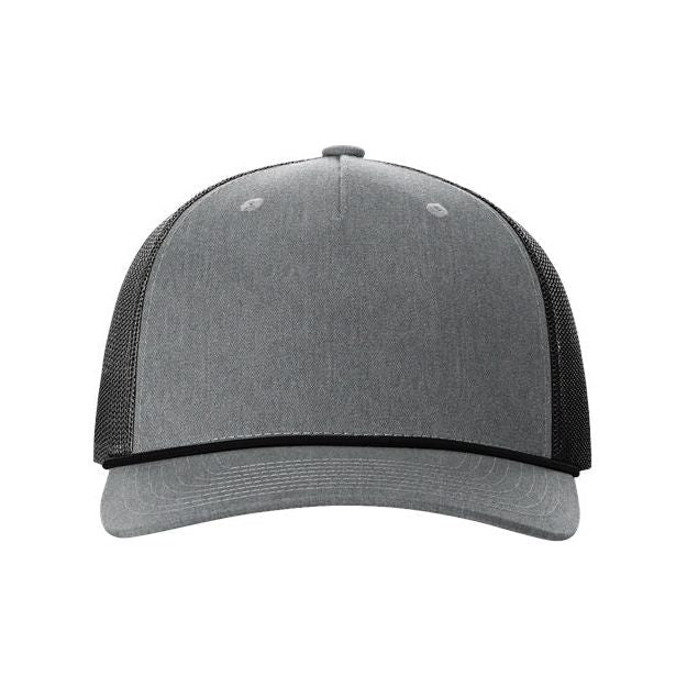 Richardson Five-Panel Trucker with Rope Cap - Richardson 112FPR Richardson Heather Grey/ Black Adjustable