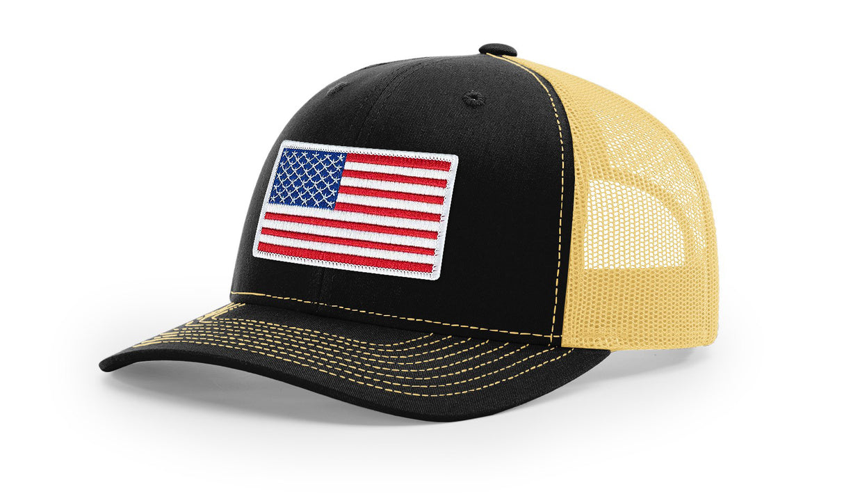 Joe's USA Flag Snapback Trucker Cap Caps Joe's USA Black / Vegas Gold OSFM