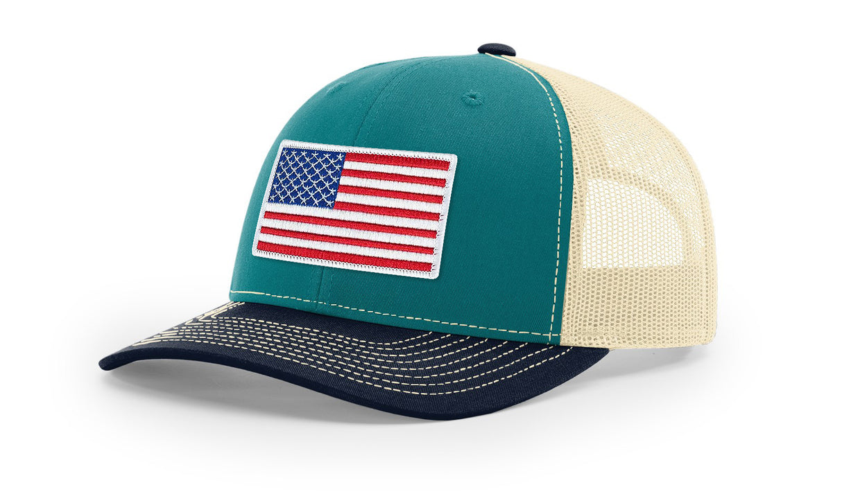Joe's USA Flag Snapback Trucker Cap Caps Joe's USA Blue Teal / Birch / Navy OSFM