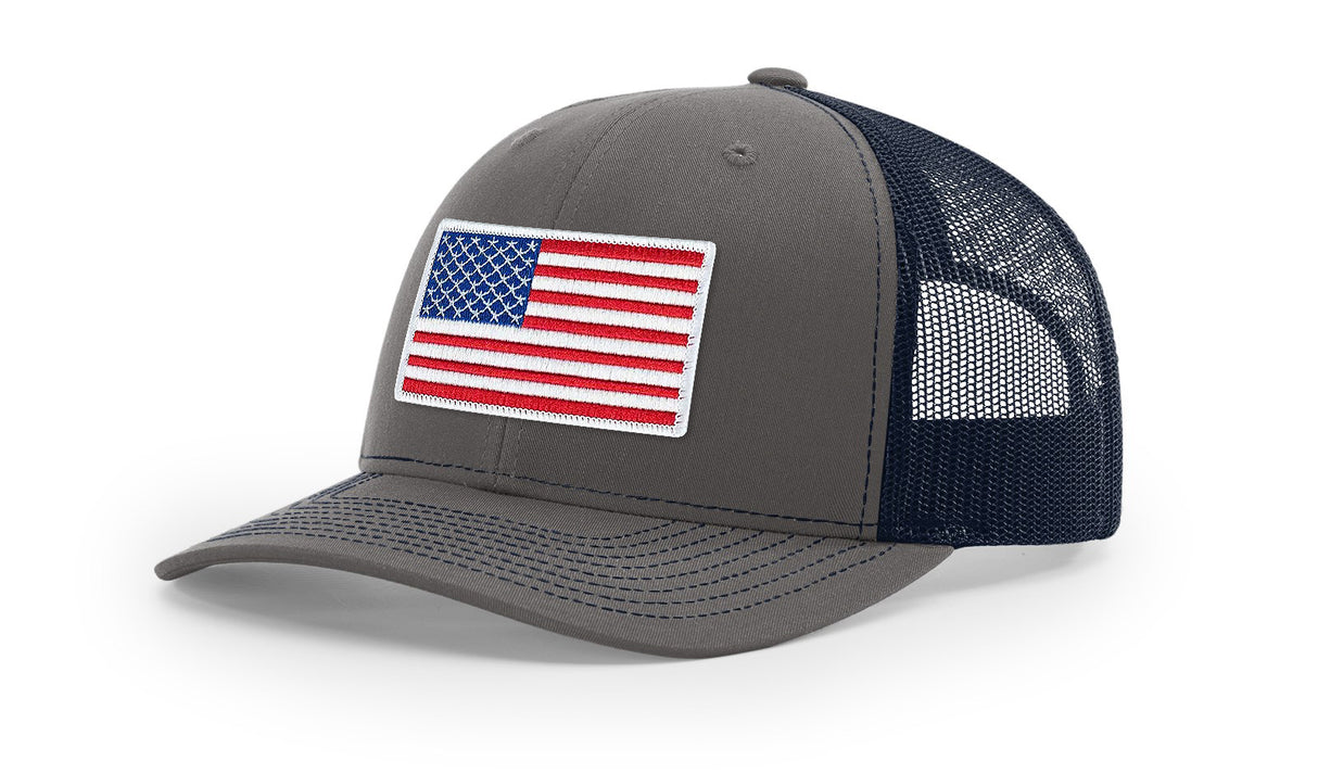 Joe's USA Flag Snapback Trucker Cap Caps Joe's USA Charcoal / Navy OSFM