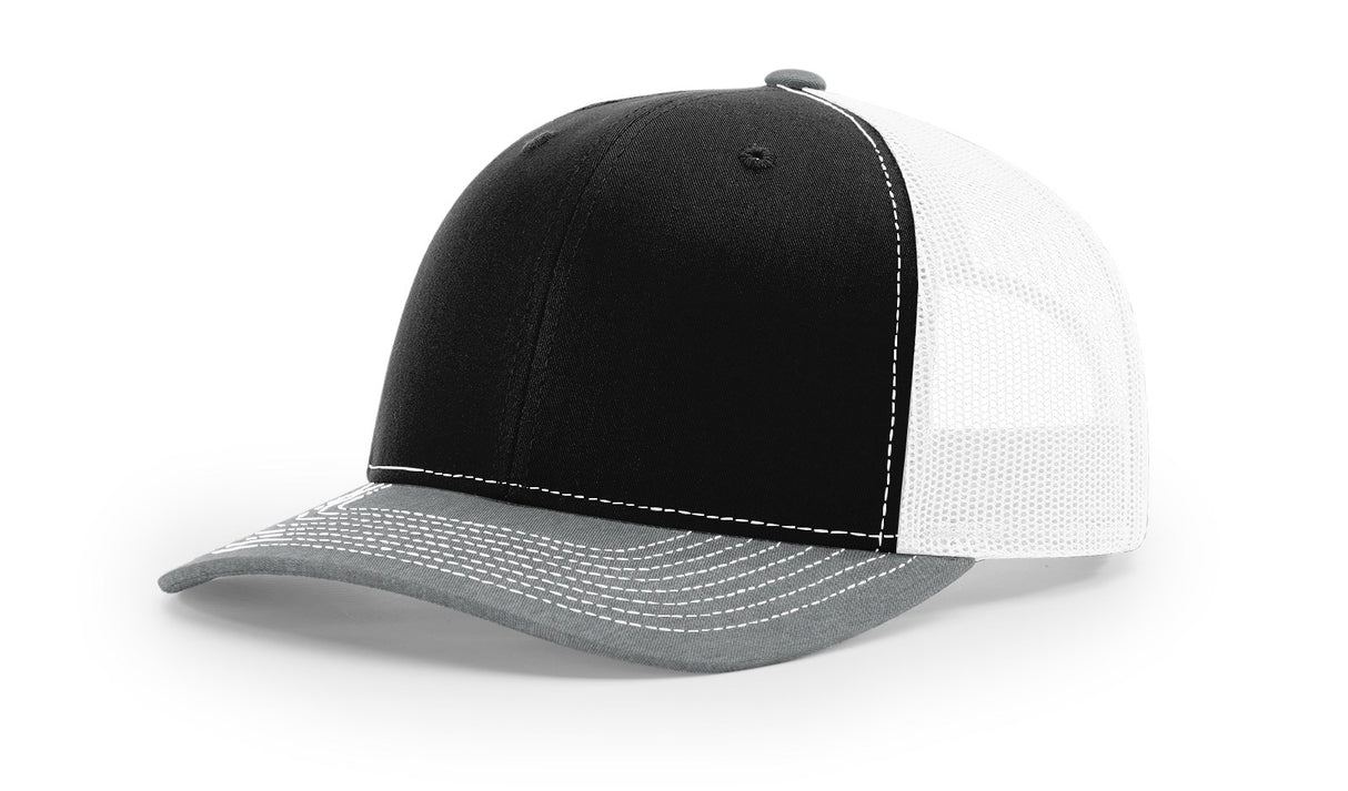 Richardson 112 Black / White / Heather Grey main front view