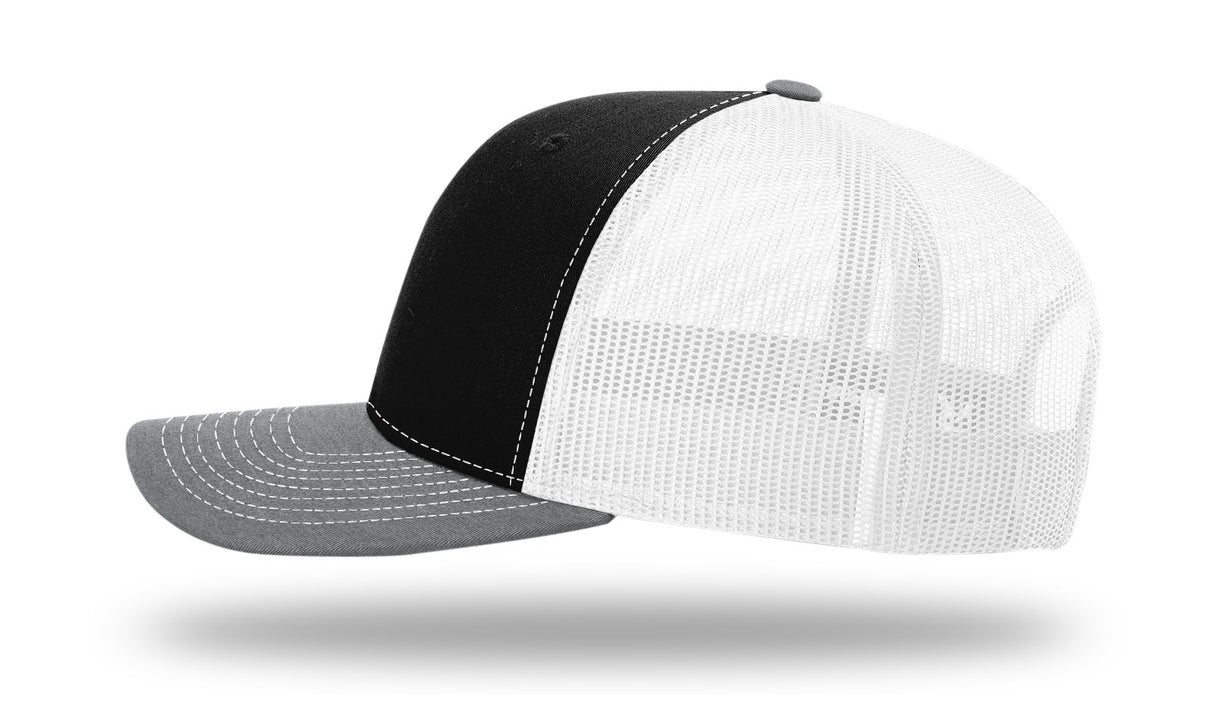 Richardson 112 Black / White / Heather Grey side view