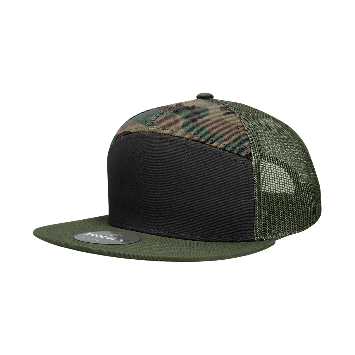 Decky 7 Panel High Profile Structured Cotton Blend Trucker | Decky 1133