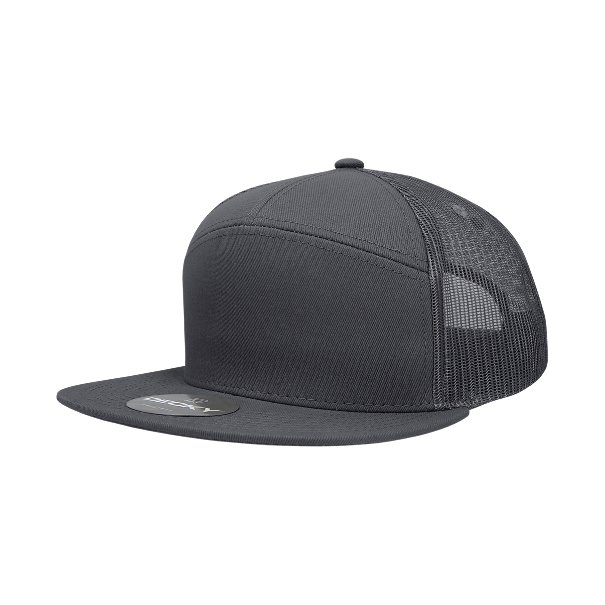 Decky 7 Panel High Profile Structured Cotton Blend Trucker | Decky 1133