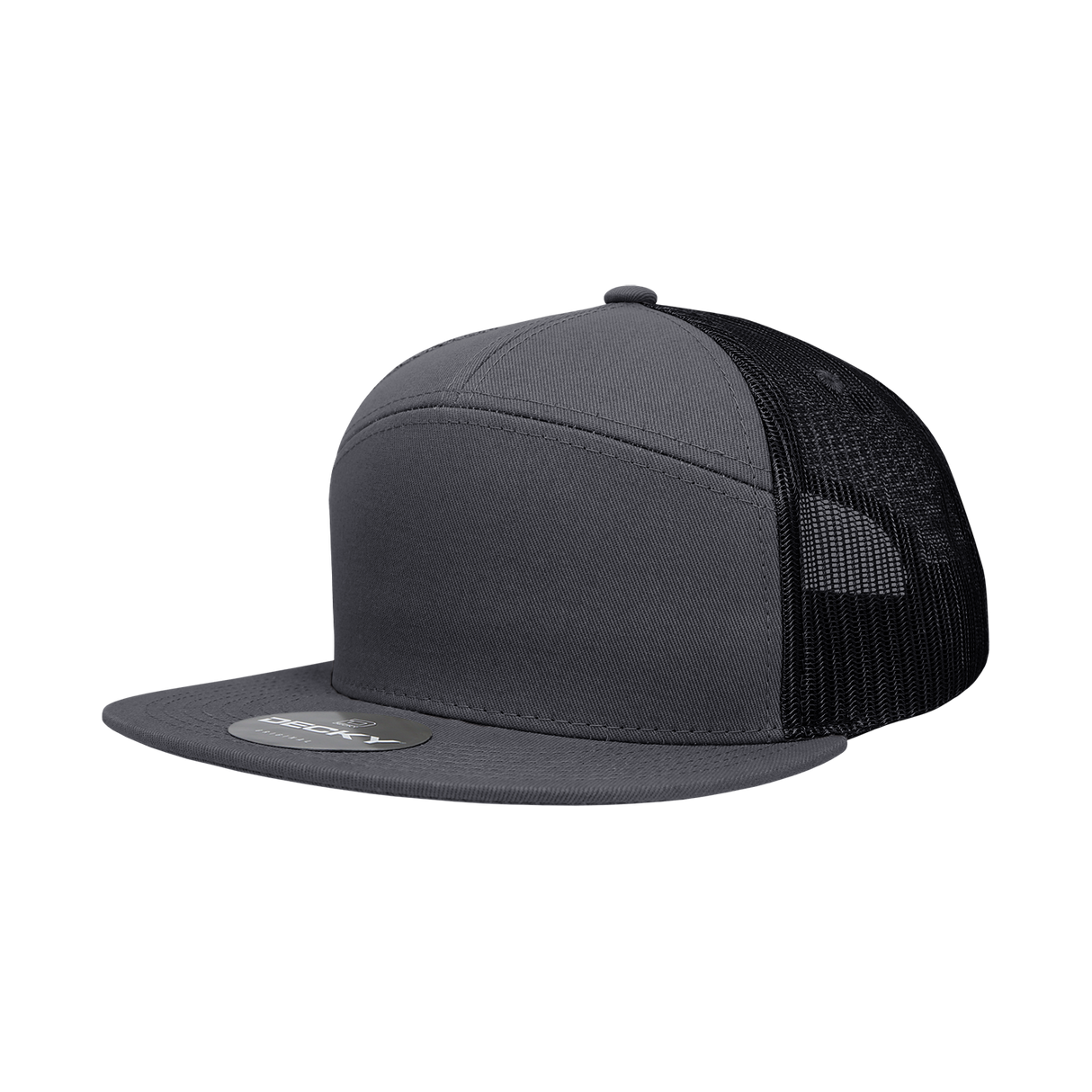 Decky 7 Panel High Profile Structured Cotton Blend Trucker | Decky 1133