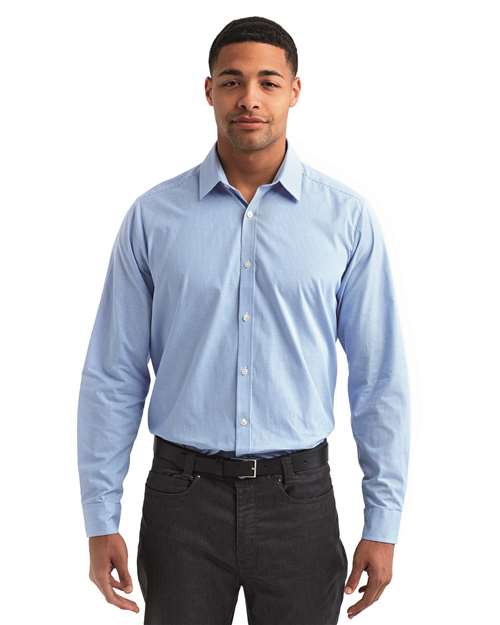 Artisan Collection by Reprime Microcheck Gingham Long-Sleeve Cotton Shirt - Artisan Collection by Reprime RP220 Artisan Collection by Reprime Light Blue/ White XS