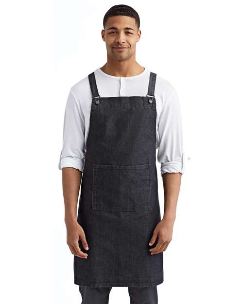 Artisan Collection by Reprime Cross Back Barista Apron with Pocket - Artisan Collection by Reprime RP129 Artisan Collection by Reprime Black Denim One Size