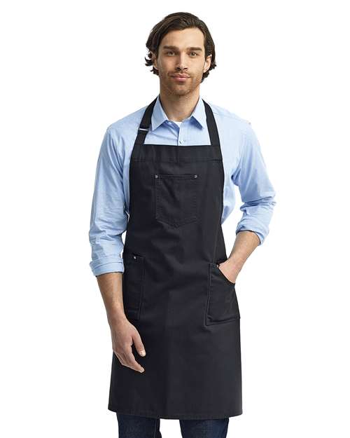 Artisan Collection by Reprime Cotton Chino Bib Apron with Pocket - Artisan Collection by Reprime RP132 Artisan Collection by Reprime Black One Size