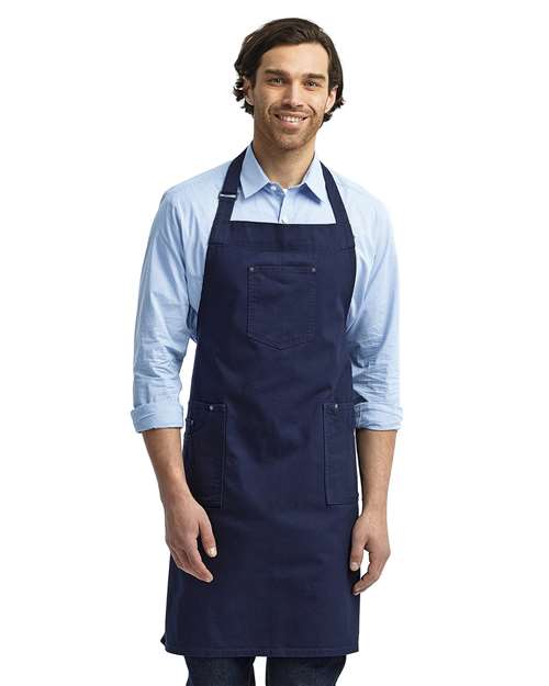 Artisan Collection by Reprime Cotton Chino Bib Apron with Pocket - Artisan Collection by Reprime RP132 Artisan Collection by Reprime Navy One Size