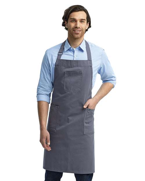 Artisan Collection by Reprime Cotton Chino Bib Apron with Pocket - Artisan Collection by Reprime RP132 Artisan Collection by Reprime Steel One Size