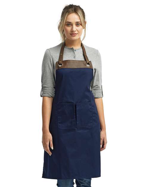 Artisan Collection by Reprime Espresso Bib Apron with Pocket - Artisan Collection by Reprime RP123 Artisan Collection by Reprime Navy/ Brown One Size