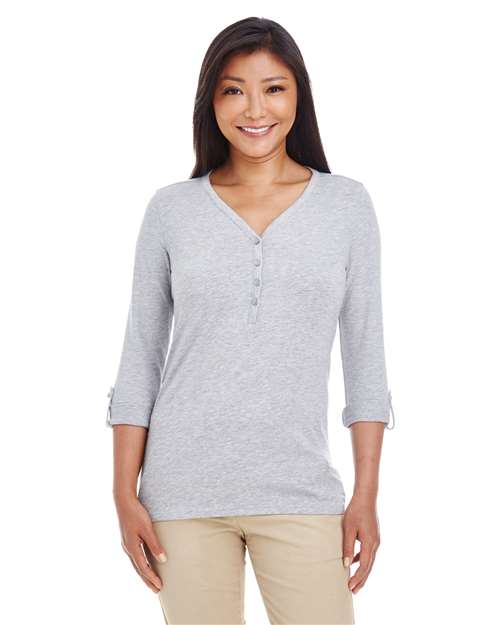 Joe's USA Women's Perfect Fit™ Y-Placket Convertible Sleeve Knit Top