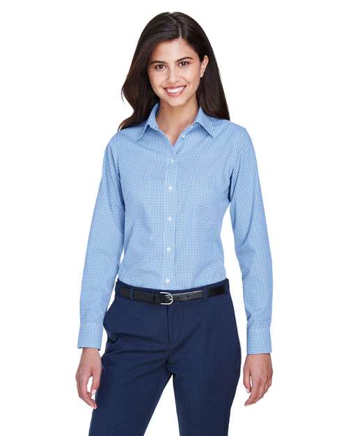 Joe's USA Women's Crown Collection® Gingham Check Woven Dress Shirt