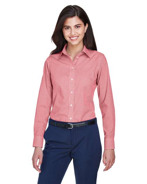 Joe's USA Women's Crown Collection® Gingham Check Woven Dress Shirt