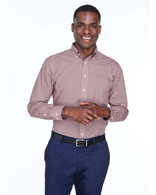 Joe's USA Men's Crown Collection® Gingham Check Woven Dress Shirt