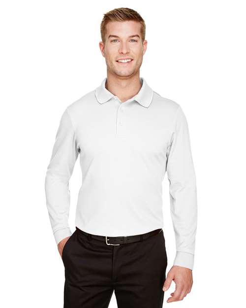 Devon & Jones Men's CrownLux Performance® Plaited Long Sleeve Polo - Devon & Jones 13263