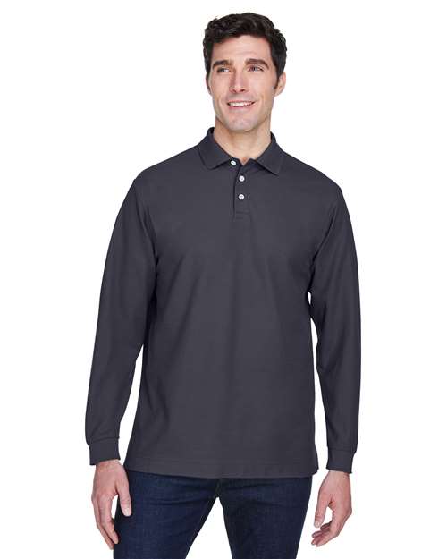 Joe's USA Men's Pima Piqué Long Sleeve Polo