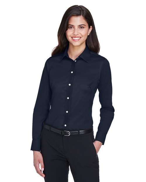 Joe's USA Women's Crown Collection® Solid Stretch Twill Woven Dress Shirt
