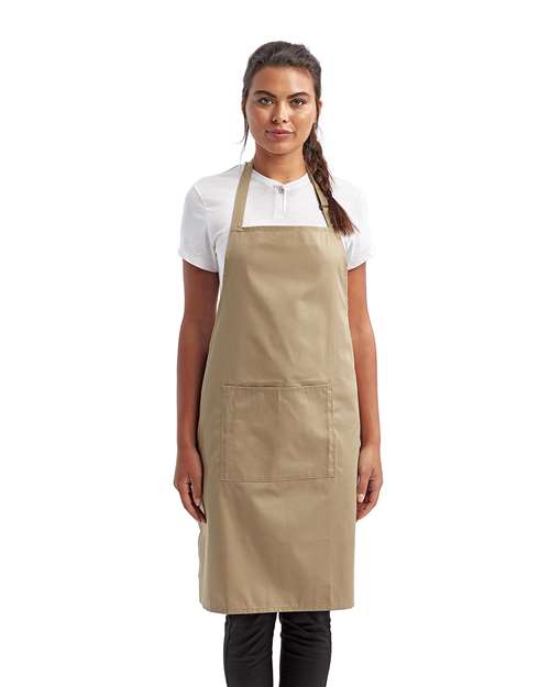 Artisan Collection by Reprime Recycled Bib Apron with Pocket - Artisan Collection by Reprime RP154 Artisan Collection by Reprime Khaki One Size