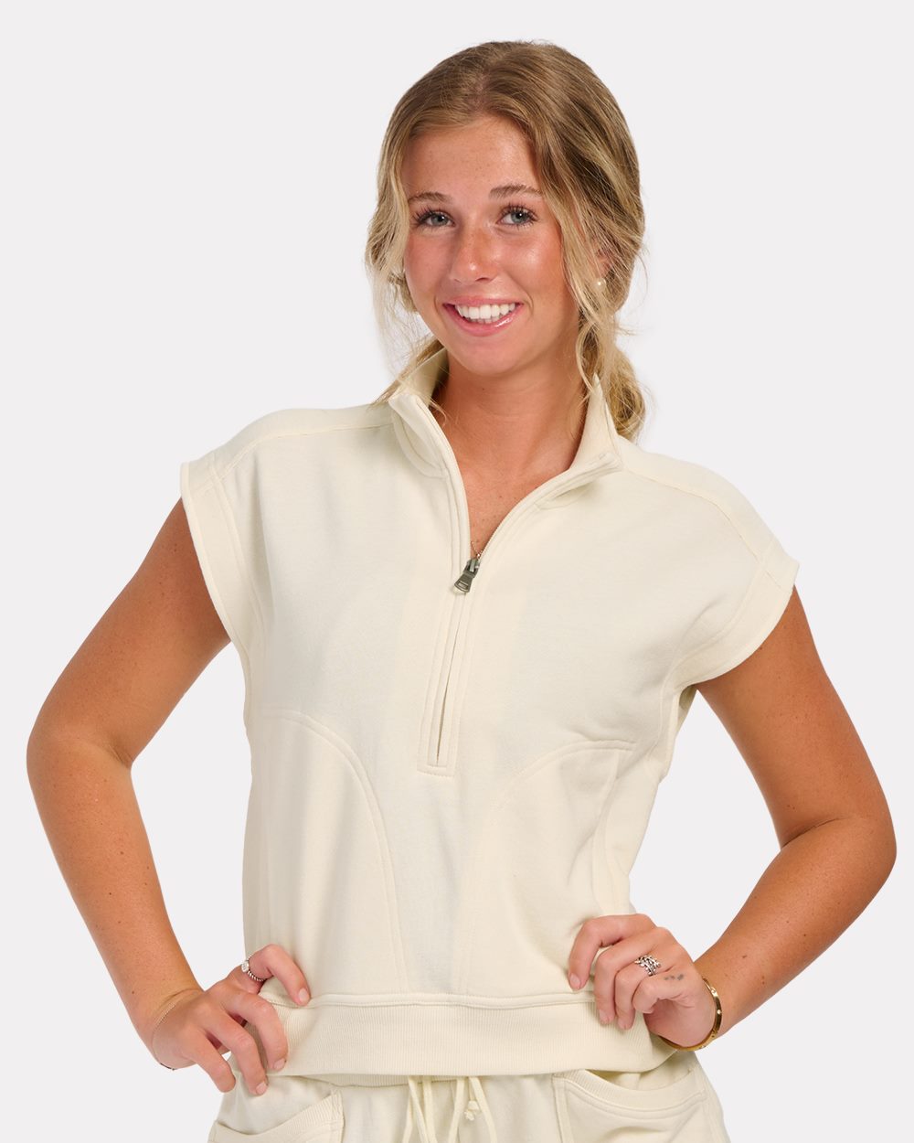 Boxercraft Women's French Terry Half-Zip Short Sleeve Sweatshirt - Boxercraft BW2407