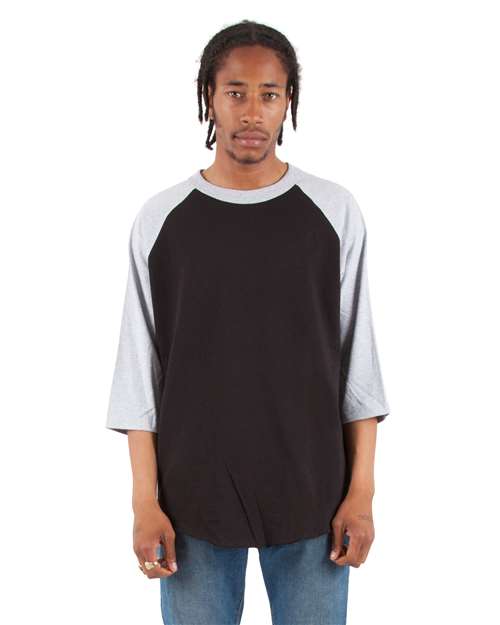 Shaka Wear Unisex Raglan Three-Quarter Sleeve T-Shirt - Shaka Wear SHRAG