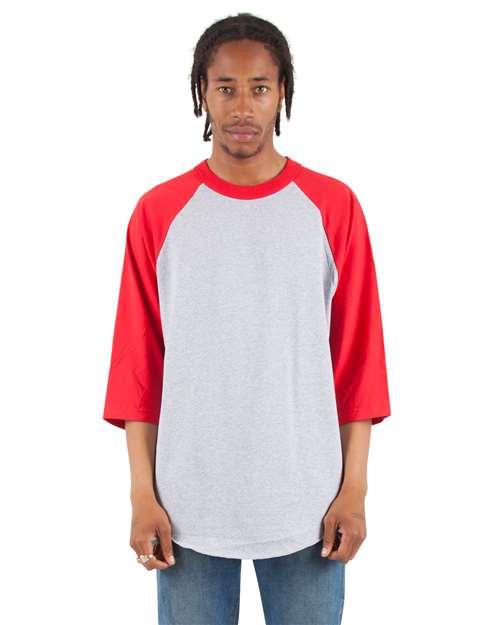 Shaka Wear Unisex Raglan Three-Quarter Sleeve T-Shirt - Shaka Wear SHRAG