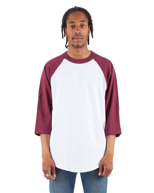 Shaka Wear Unisex Raglan Three-Quarter Sleeve T-Shirt - Shaka Wear SHRAG
