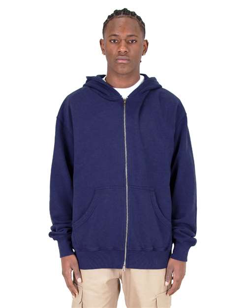 Shaka Wear Unisex Max Heavy Garment-Dyed Double-Zip Hooded Sweatshirt - Shaka Wear SHGDZ